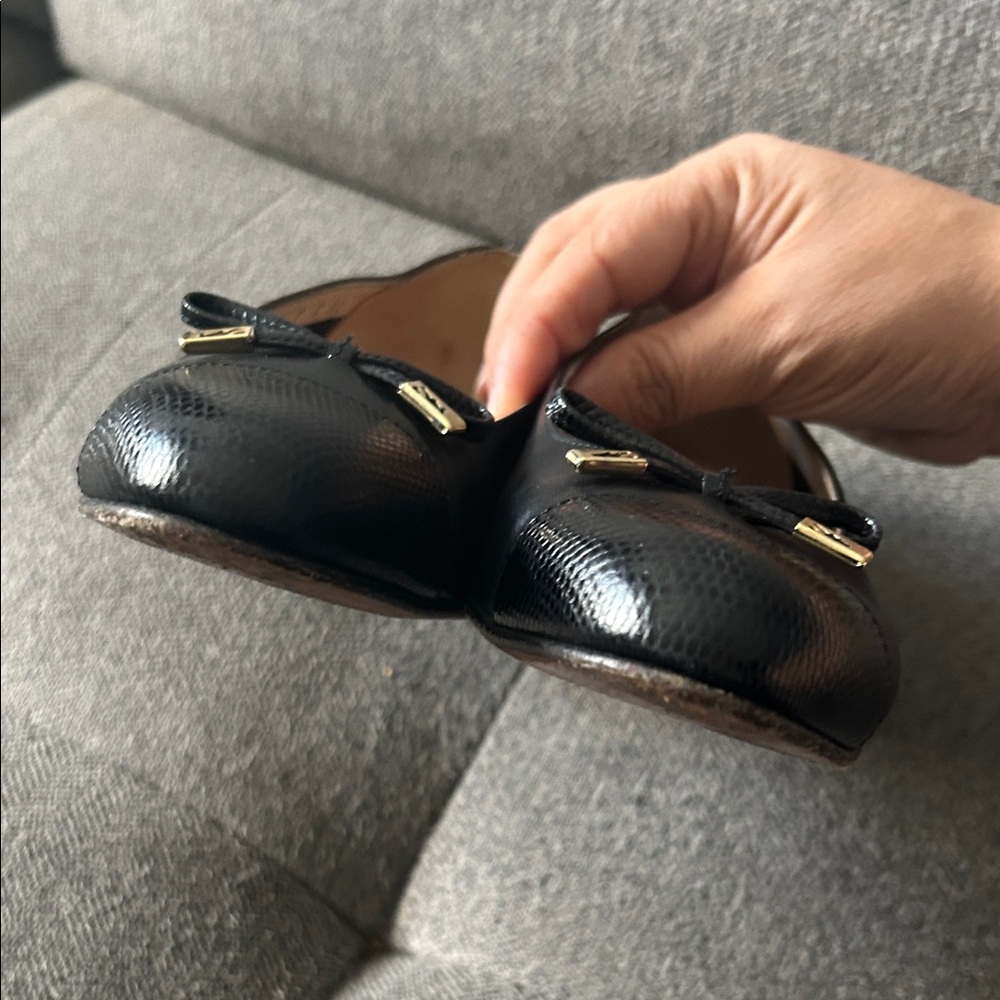 Salvatore Ferragamo Black Textured Cap Toe Flats - Picture 6 of 9